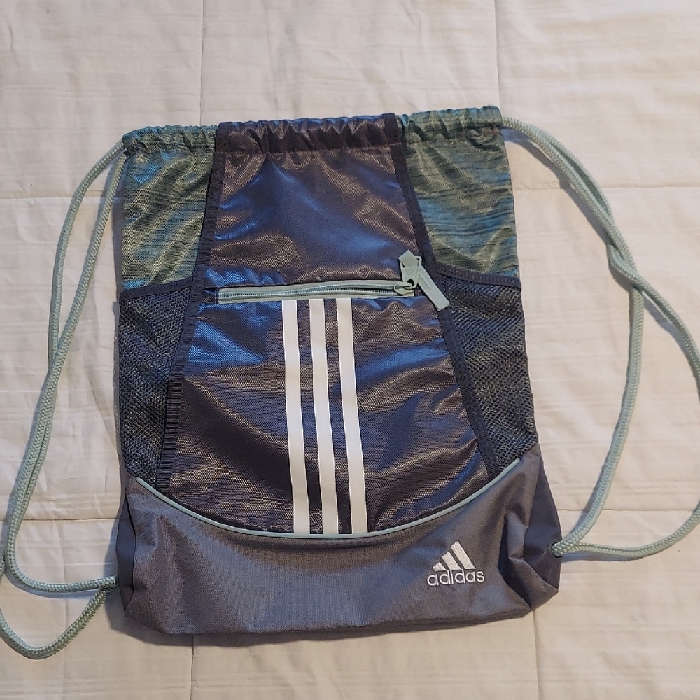 Adidas Blue Backpack with Signature Stripes